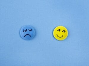 Top view faces with emotions blue monday